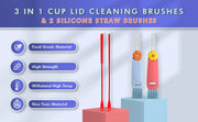 SAHJ!R 3-IN-1 CUP LID CLEANING BRUSHES AND SILICONE STRAW BRUSHES (4PCK)