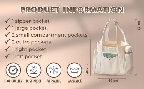 Canvas Tote Bag with Multi-Pocket Design